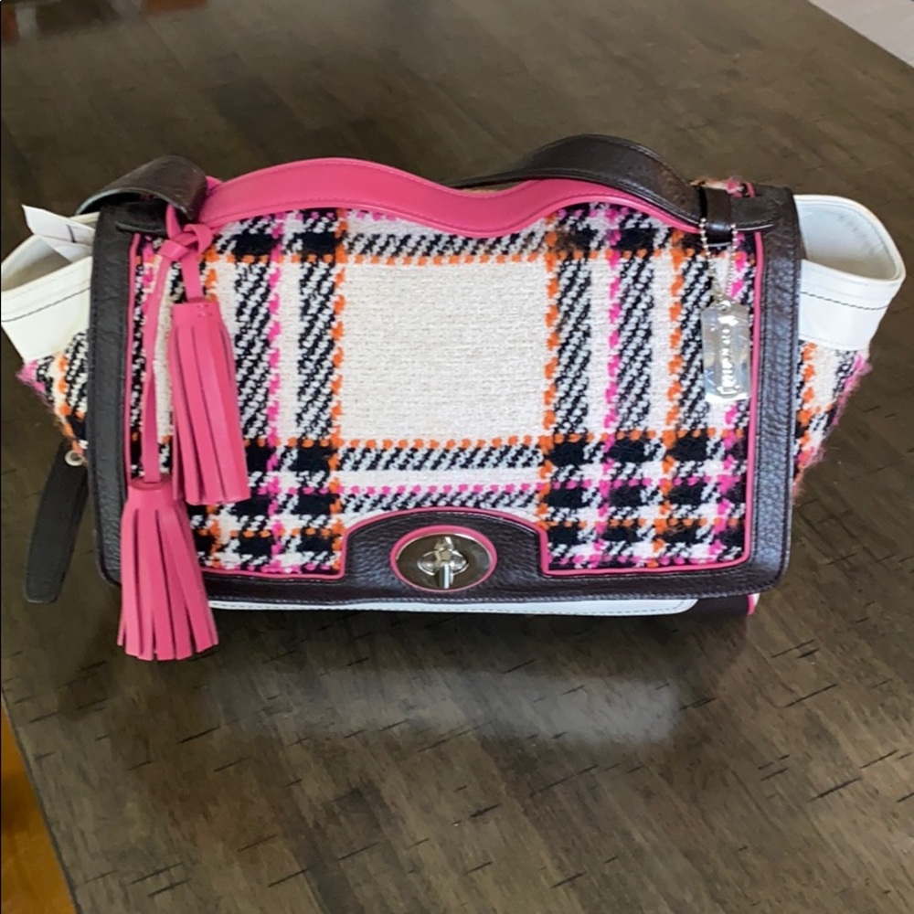 Authentic Coach Wool Plaid Satchel